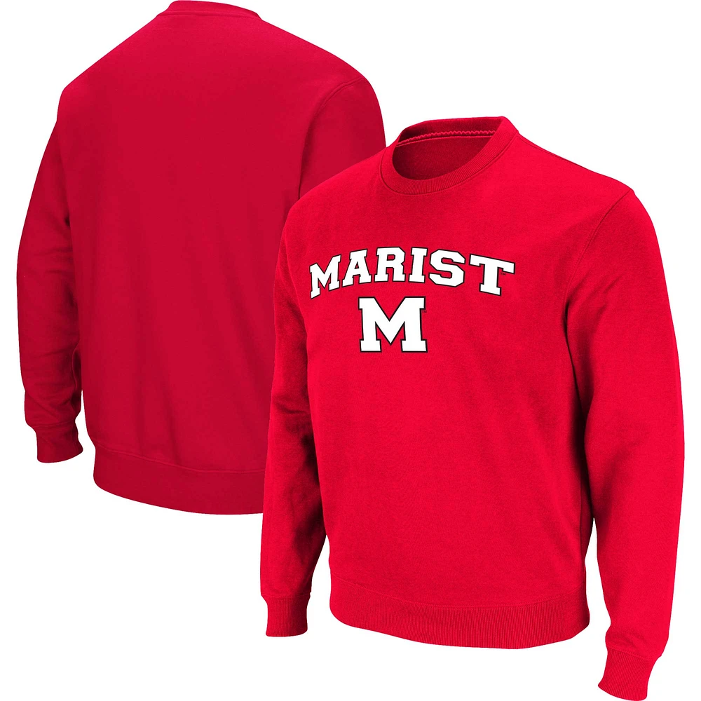 Men's Colosseum Red Marist Foxes Arch Over Logo Pullover Sweatshirt