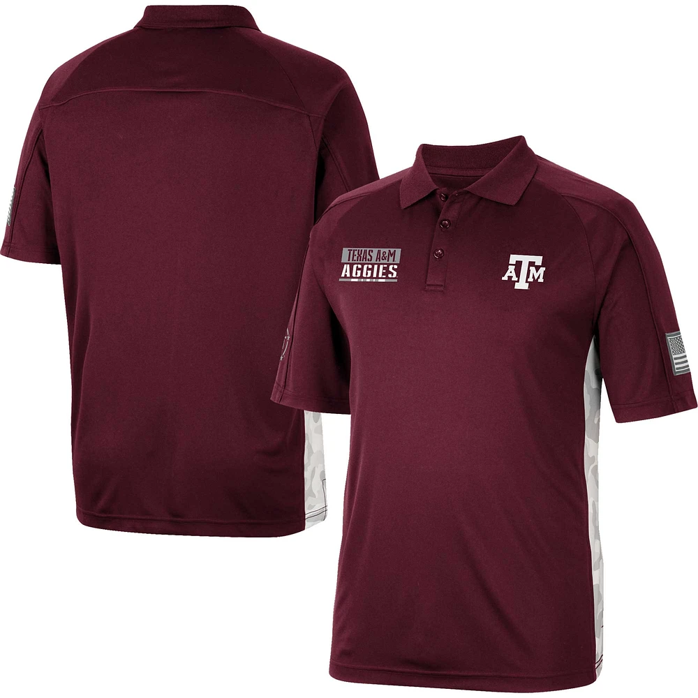 Men's Colosseum Maroon Texas A&M Aggies OHT Military Appreciation Snow Camo Polo