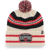 Men's '47 Cream Toronto Raptors Hone Patch Cuffed Knit Hat with Pom