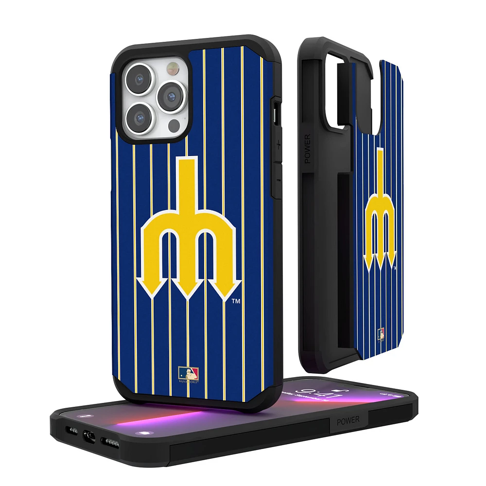 Seattle Mariners Cap Logo iPhone Pinstripe Cooperstown Design Rugged Case