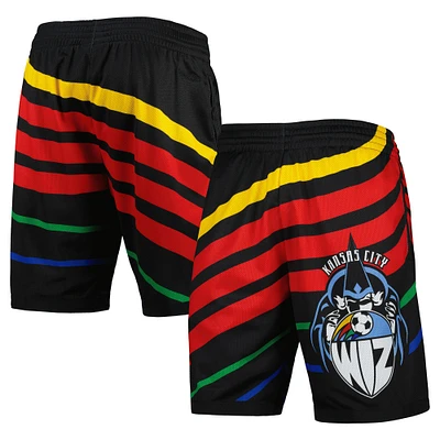 Men's Mitchell & Ness Black Sporting Kansas City Swingman Shorts