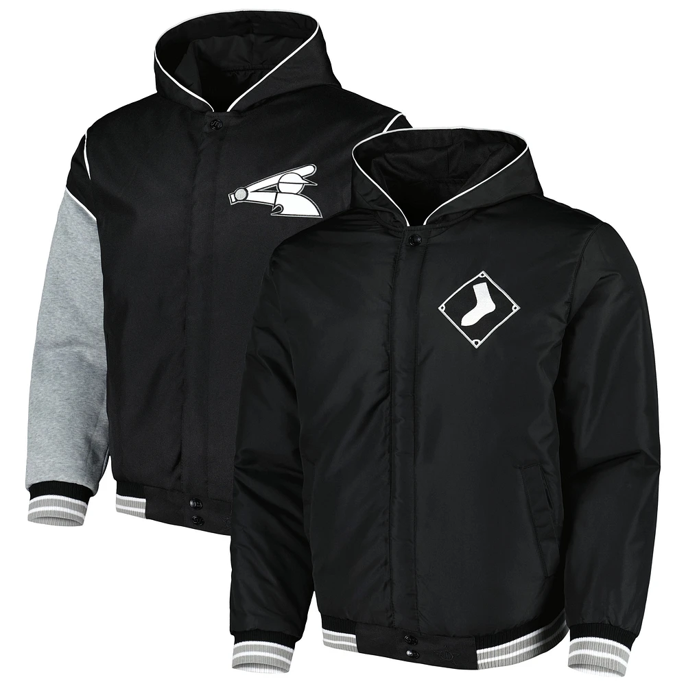 Men's JH Design Black Chicago White Sox Reversible Fleece Full-Snap Hoodie Jacket