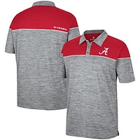 Men's Colosseum Heathered Gray/Crimson Alabama Crimson Tide Birdie Polo