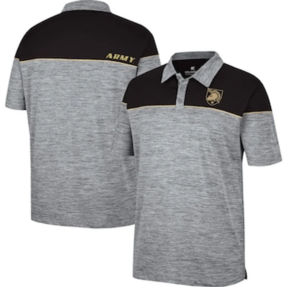 Men's Colosseum Heathered Gray/Black Army Black Knights Birdie Polo