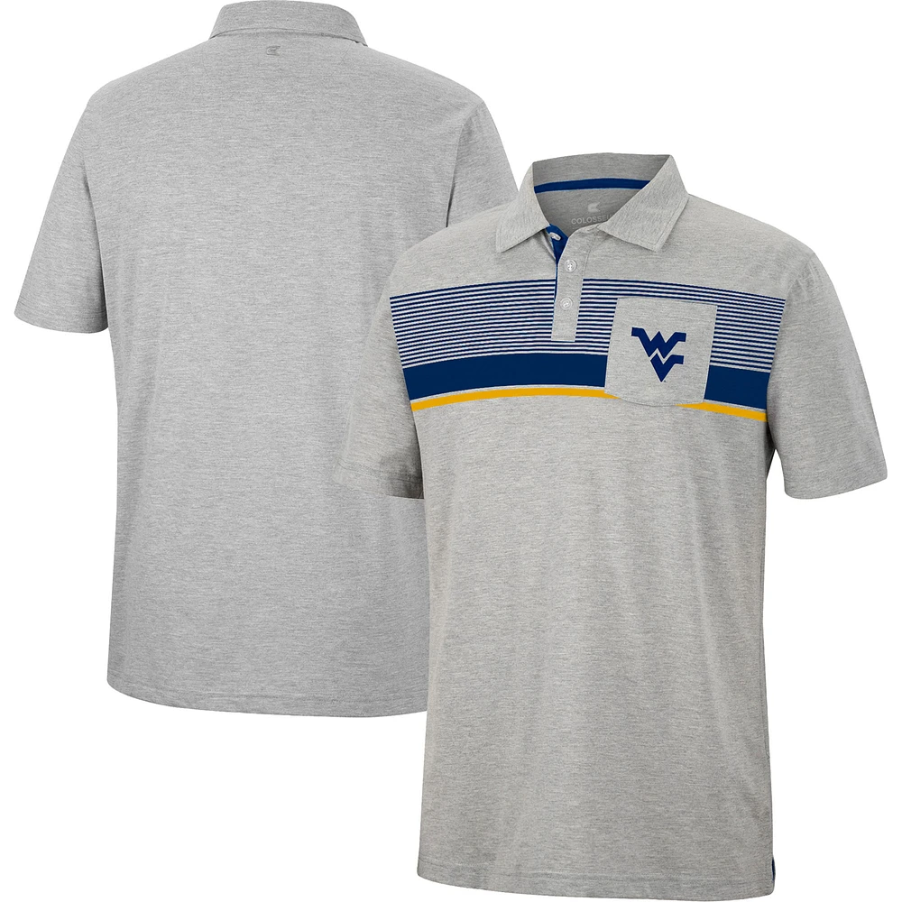 Men's Colosseum Heathered Gray West Virginia Mountaineers Golfer Pocket Polo