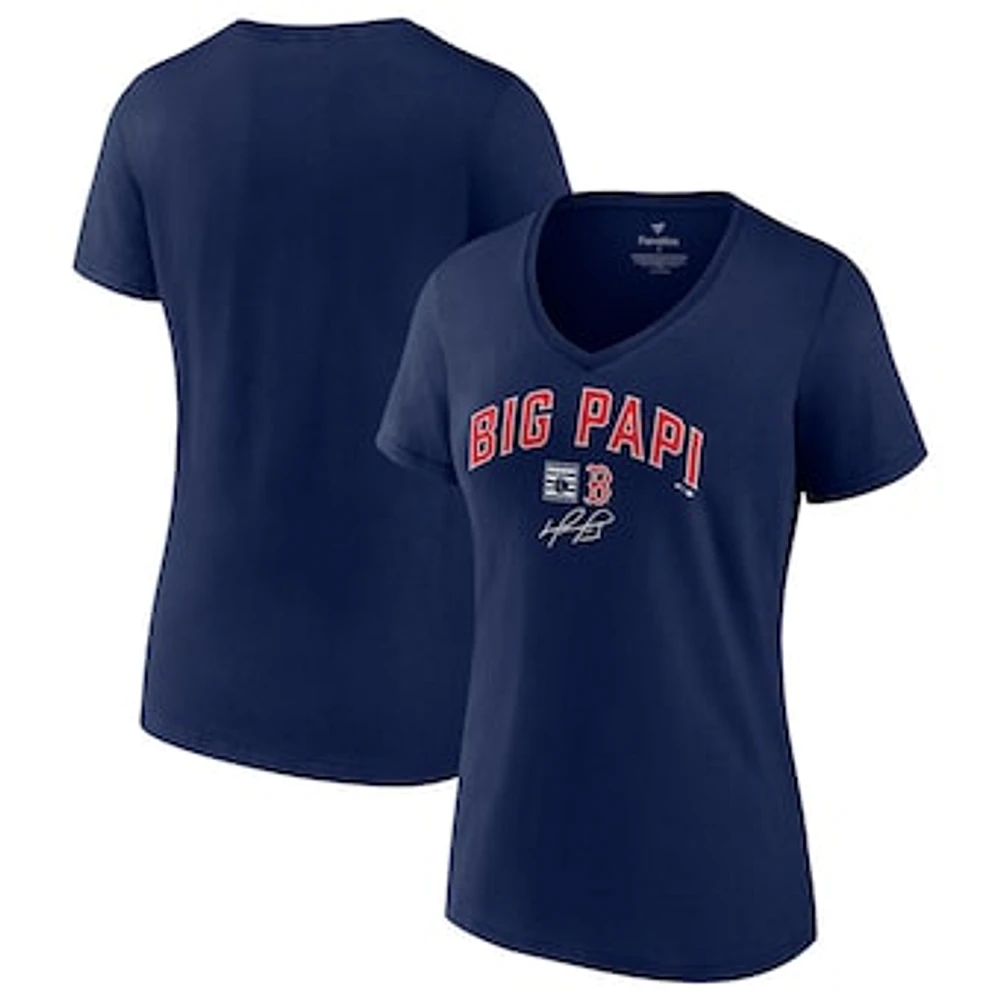 Women's Fanatics David Ortiz Navy Boston Red Sox Big Papi Graphic V-Neck T-Shirt