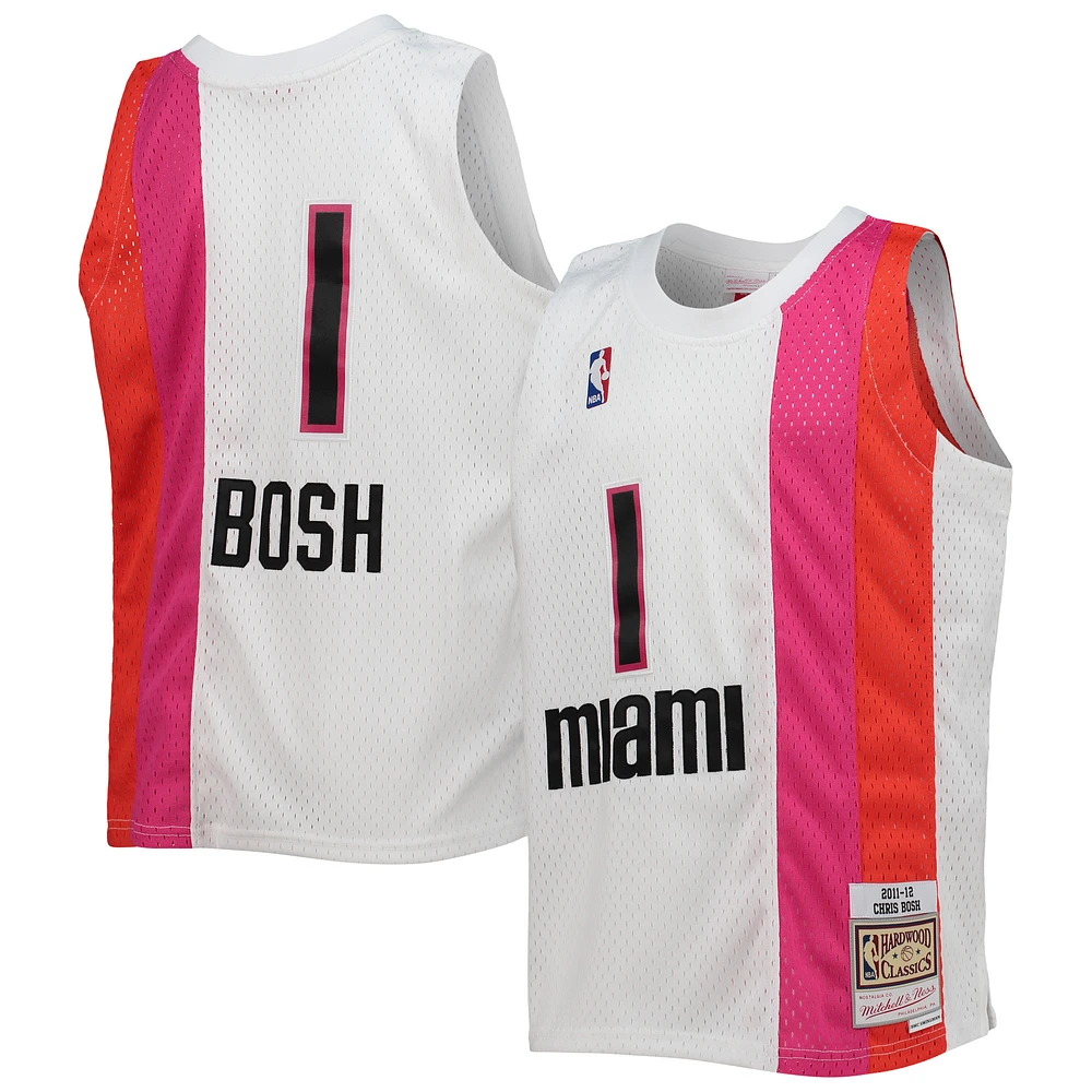 Youth Mitchell & Ness Chris Bosh White Miami Heat 2011/12 Hardwood Classics Swingman Jersey