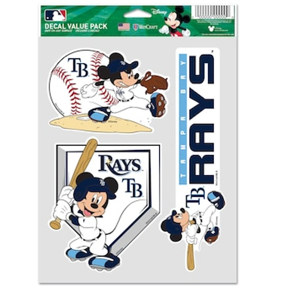 WinCraft Tampa Bay Rays Disney Mickey Mouse Team 3-Pack Decal Set