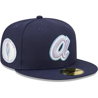 Men's New Era Navy Atlanta Braves 1972 MLB All-Star Game Lavender Undervisor 59FIFTY Fitted Hat