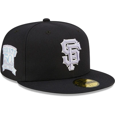 Men's New Era Navy San Francisco Giants 50th Anniversary Lavender Undervisor 59FIFTY Fitted Hat