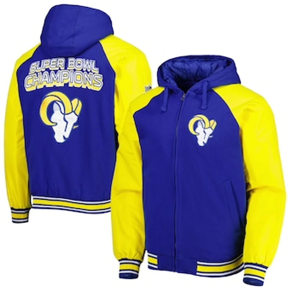 Men's G-III Sports by Carl Banks Royal Los Angeles Rams Defender Raglan Full-Zip Hoodie Varsity Jacket