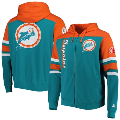 Men's Starter Aqua Miami Dolphins Extreme Vintage Logos Full-Zip Jacket