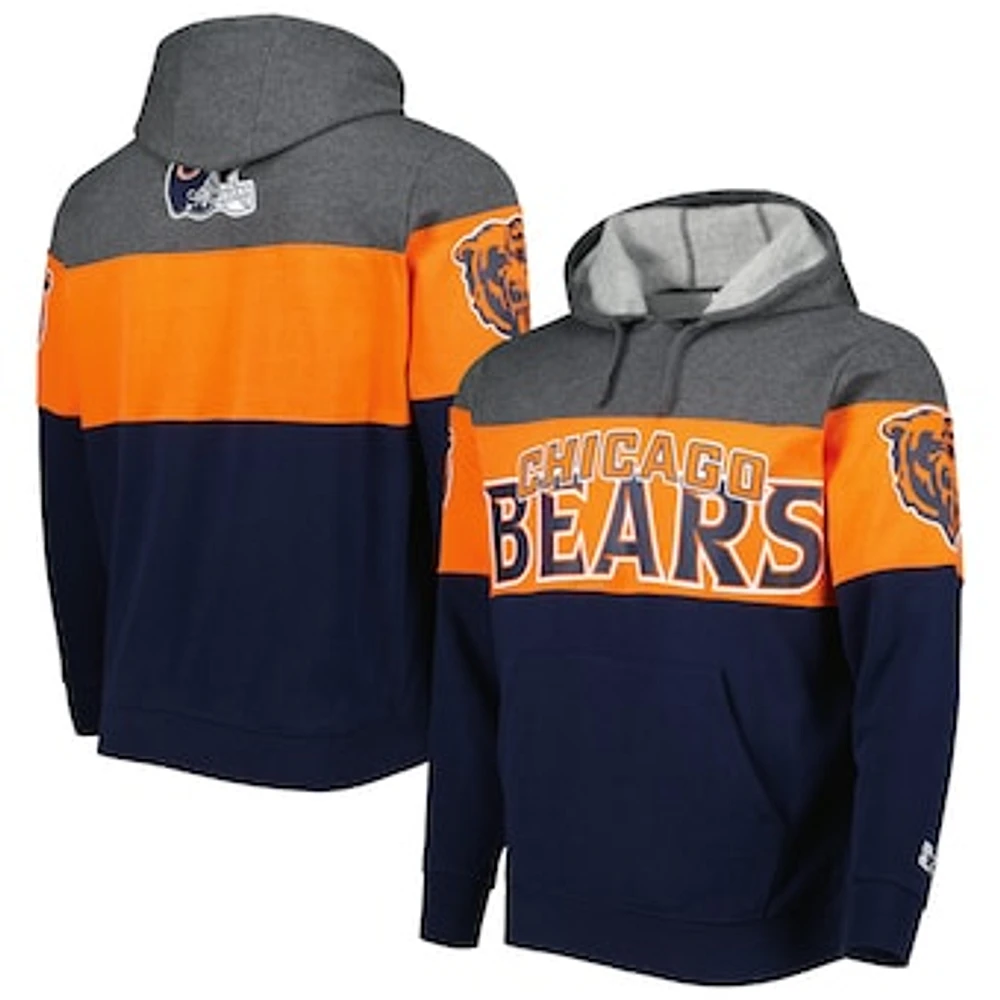 Men's Starter Navy/Heather Charcoal Chicago Bears Extreme Pullover Hoodie