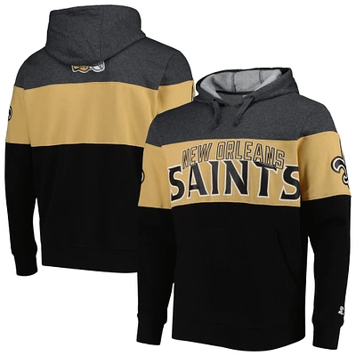 Men's Starter Black/Heather Gray New Orleans Saints Extreme Pullover Hoodie