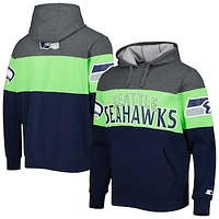 Men's Starter Heather Charcoal/College Navy Seattle Seahawks Extreme Pullover Hoodie