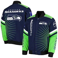 Men's G-III Sports by Carl Banks Navy Seattle Seahawks Extreme Redzone Full-Snap Varsity Jacket