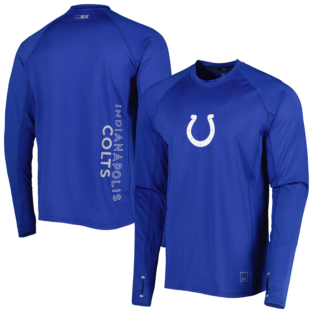 Men's MSX by Michael Strahan Royal Indianapolis Colts Interval Long Sleeve Raglan T-Shirt