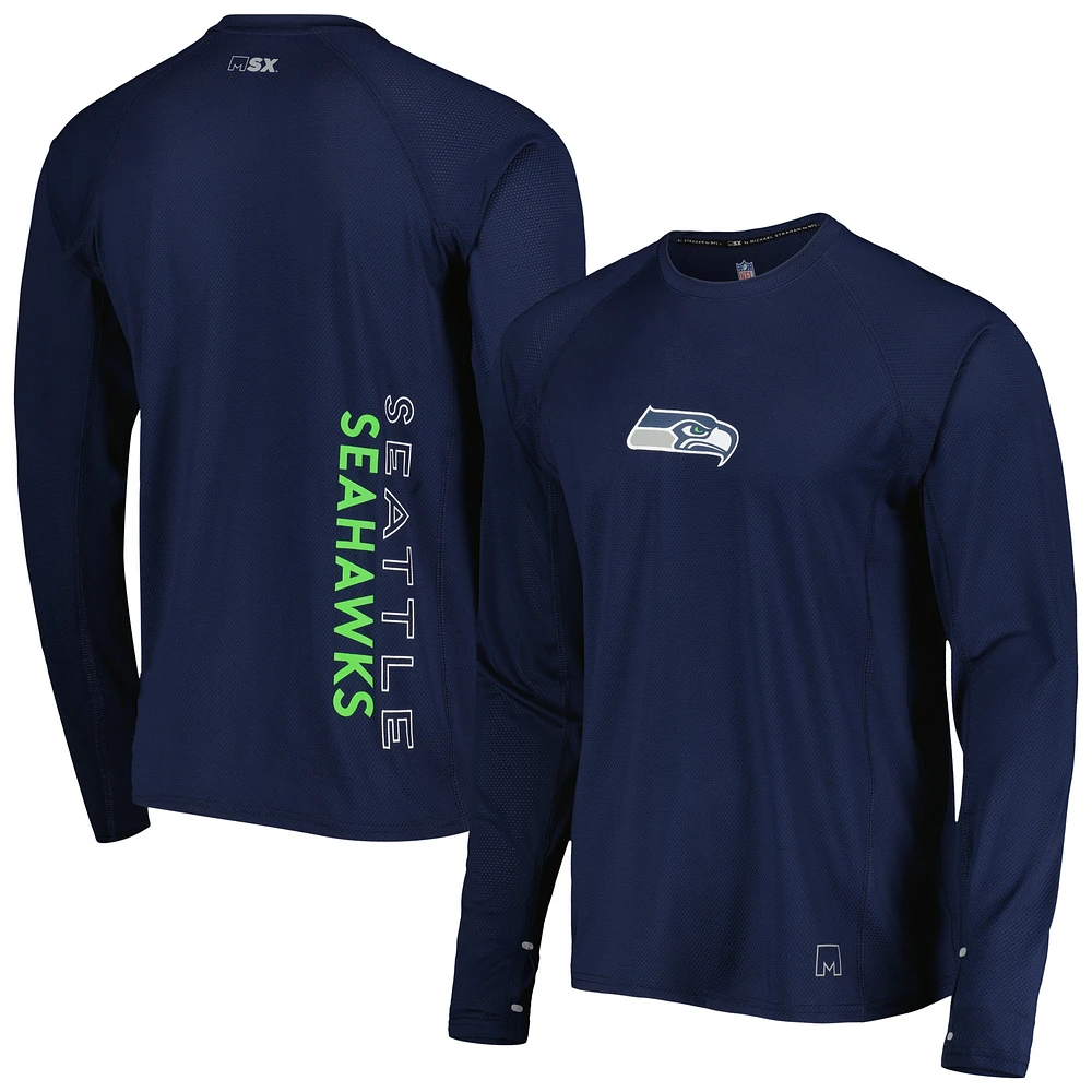 Men's MSX by Michael Strahan College Navy Seattle Seahawks Interval Long Sleeve Raglan T-Shirt