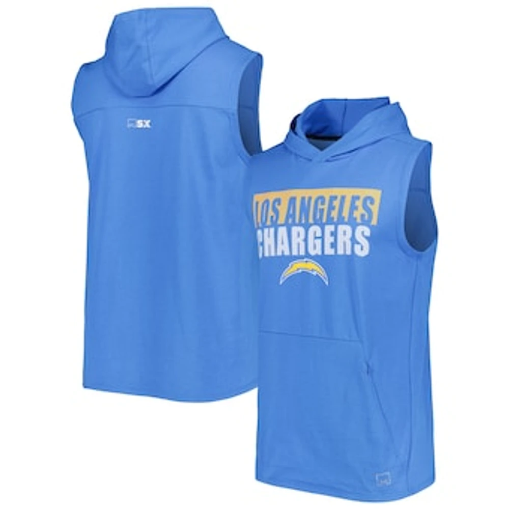 Men's MSX by Michael Strahan Powder Blue Los Angeles Chargers Relay Sleeveless Pullover Hoodie