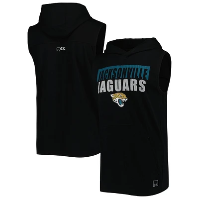 Men's MSX by Michael Strahan Black Jacksonville Jaguars Relay Sleeveless Pullover Hoodie