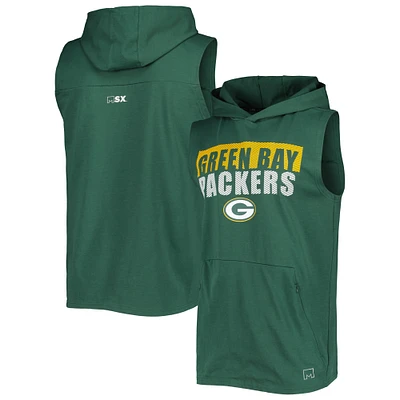 Men's MSX by Michael Strahan Green Bay Packers Relay Sleeveless Pullover Hoodie