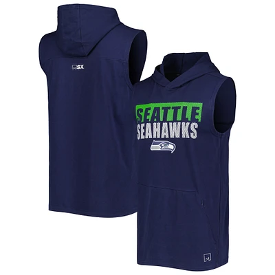 Men's MSX by Michael Strahan College Navy Seattle Seahawks Relay Sleeveless Pullover Hoodie