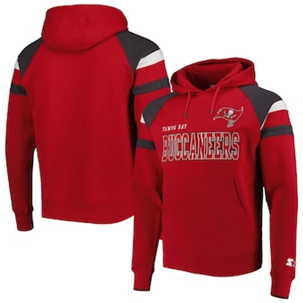 Men's Starter Red Tampa Bay Buccaneers Draft Fleece Raglan Pullover Hoodie