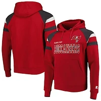 Men's Starter Red Tampa Bay Buccaneers Draft Fleece Raglan Pullover Hoodie