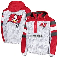 Men's Starter White/Red Tampa Bay Buccaneers Thursday Night Gridiron Raglan Half-Zip Hooded Jacket