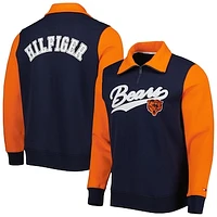 Men's Tommy Hilfiger Navy/Orange Chicago Bears Aiden Quarter-Zip Sweatshirt