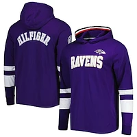 Men's Tommy Hilfiger Purple/White Baltimore Ravens Alex Long Sleeve Hoodie T-Shirt