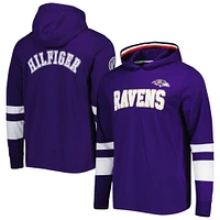 Men's Tommy Hilfiger Purple/White Baltimore Ravens Alex Long Sleeve Hoodie T-Shirt