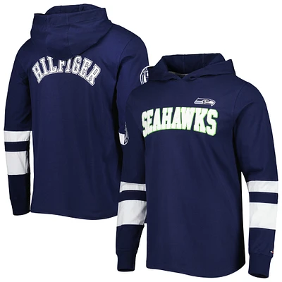 Men's Tommy Hilfiger College Navy/White Seattle Seahawks Alex Long Sleeve Hoodie T-Shirt