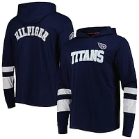 Men's Tommy Hilfiger Navy/White Tennessee Titans Alex Long Sleeve Hoodie T-Shirt