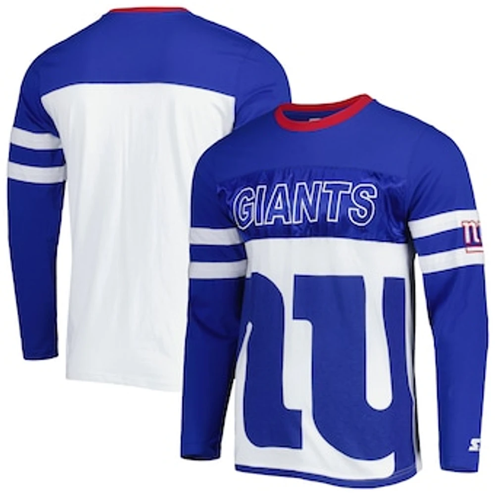 Men's Starter Royal/White New York Giants Halftime Long Sleeve T-Shirt