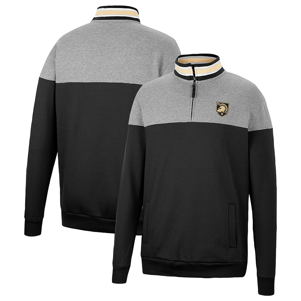 Men's Colosseum Black/Heather Gray Army Black Knights Be the Ball Quarter-Zip Top