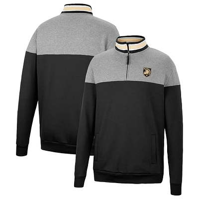 Men's Colosseum Black/Heather Gray Army Black Knights Be the Ball Quarter-Zip Top