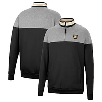 Men's Colosseum Black/Heather Gray Army Black Knights Be the Ball Quarter-Zip Top