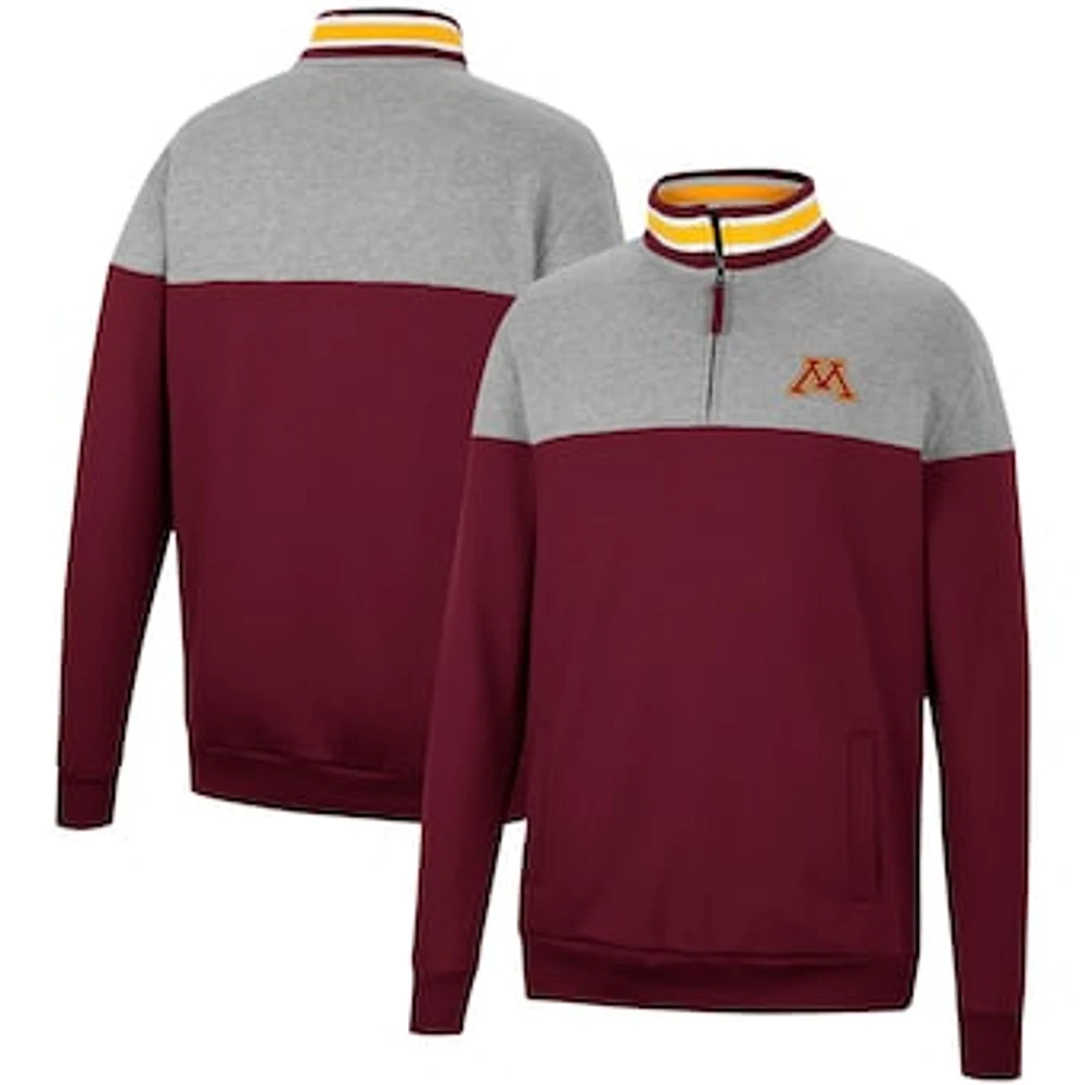 Men's Colosseum Maroon/Heather Gray Minnesota Golden Gophers Be the Ball Quarter-Zip Top