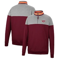 Men's Colosseum Maroon/Heather Gray Virginia Tech Hokies Be the Ball Quarter-Zip Top