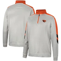 Men's Colosseum Gray/Orange Oregon State Beavers Bushwood Fleece Quarter-Zip Jacket