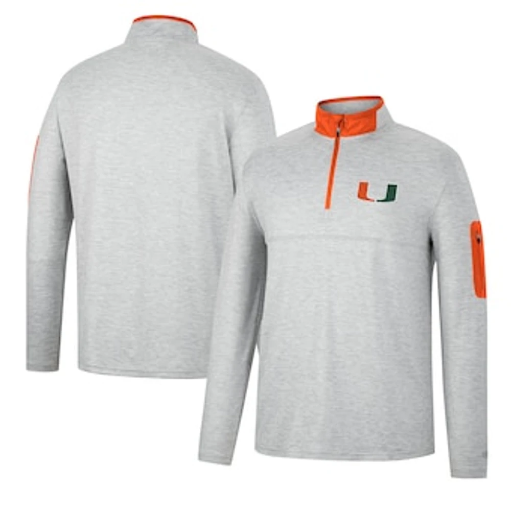 Men's Colosseum Heathered Gray/Orange Miami Hurricanes Country Club Windshirt Quarter-Zip Jacket