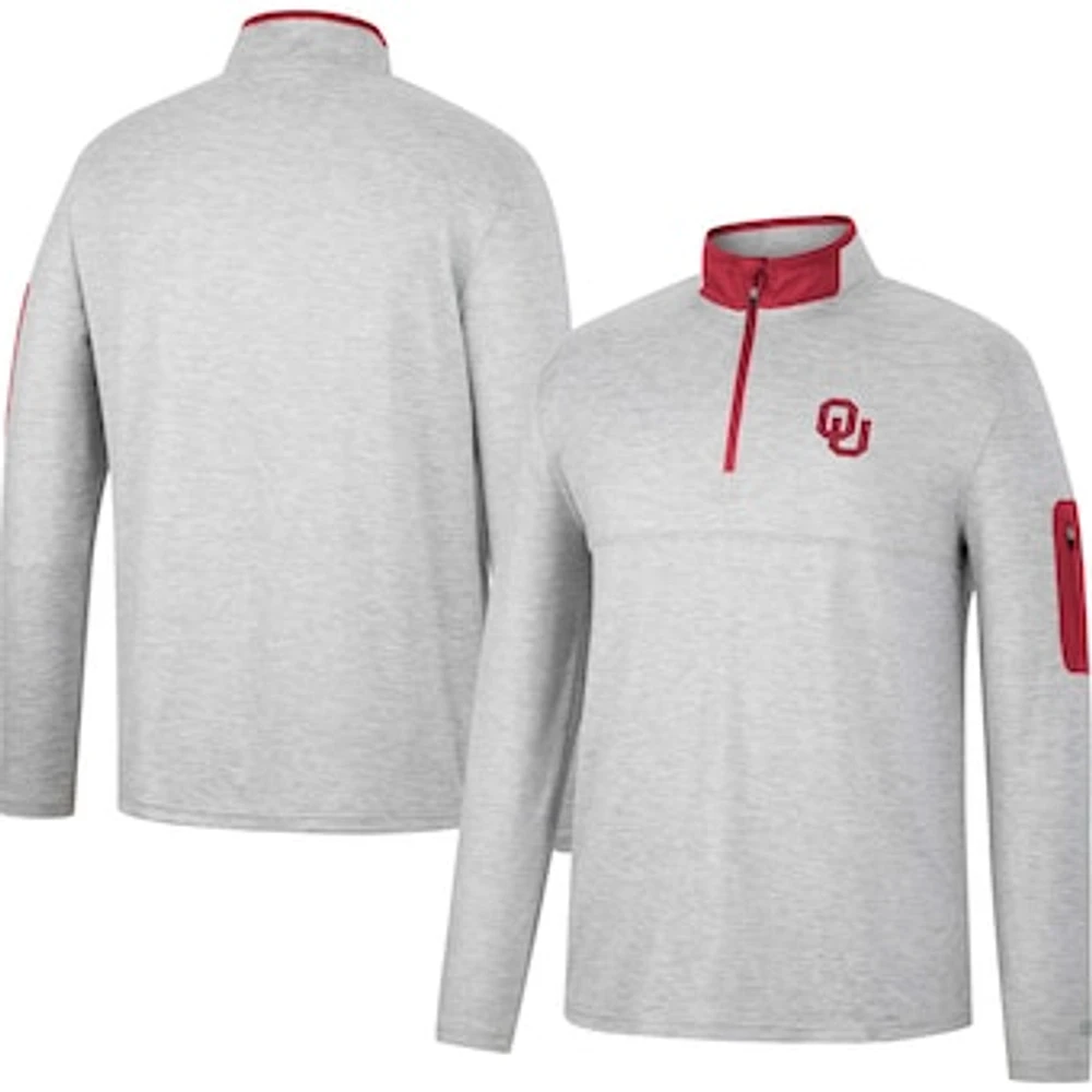 Men's Colosseum Heathered Gray/Crimson Oklahoma Sooners Country Club Windshirt Quarter-Zip Jacket