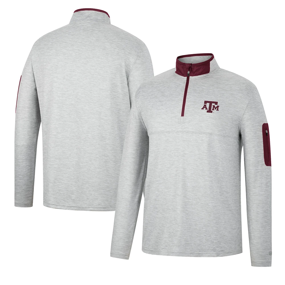 Men's Colosseum Heathered Gray/Maroon Texas A&M Aggies Country Club Windshirt Quarter-Zip Jacket