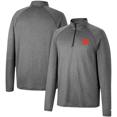 Men's Colosseum Heathered Gray Clemson Tigers Earth First Raglan Quarter-Zip Windshirt