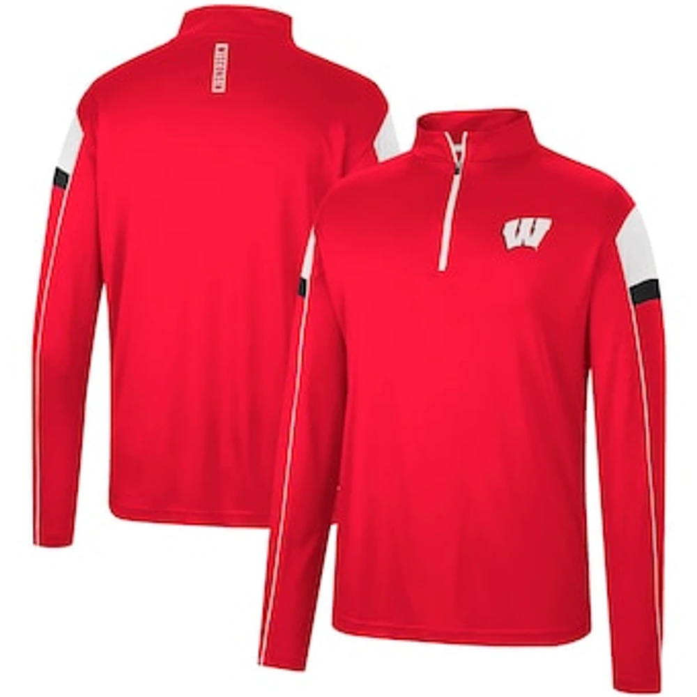 Men's Colosseum Red Wisconsin Badgers Golf Match Quarter-Zip Windshirt