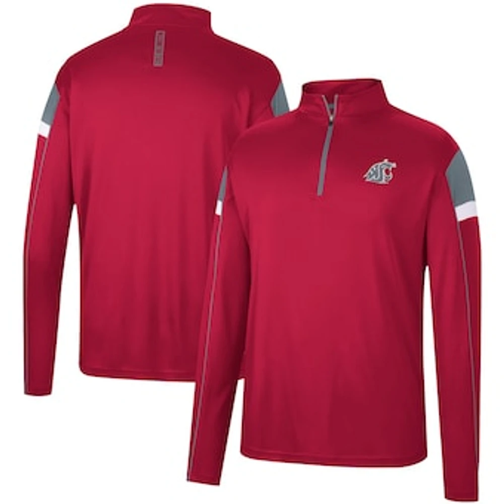 Men's Colosseum Crimson Washington State Cougars Golf Match Quarter-Zip Windshirt