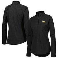 Women's Champion Heathered Black Wake Forest Demon Deacons Core Raglan Quarter-Zip Jacket