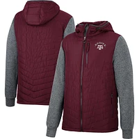 Men's Colosseum Maroon/Charcoal Texas A&M Aggies Course Herringbone Full-Zip Hoodie