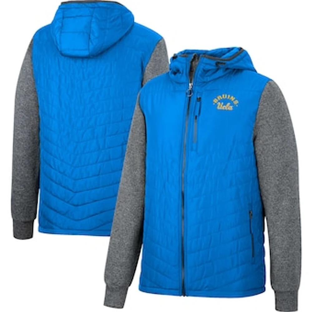 Men's Colosseum Blue/Charcoal UCLA Bruins Course Herringbone Full-Zip Hoodie